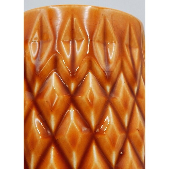 Brown Raised Diamond Pattern Footed Coffee Pot Sugar Bowl Japan Lidded Vintage - Picture 13 of 16